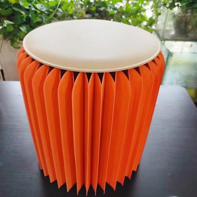 China Honeycomb Design Foldable Paper Stools Orange Color Fahion Foldable Paper Furniture Custom Design Acceptable for sale