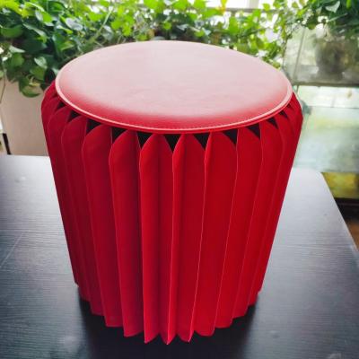 China Red Color Paper Stool Furniture Folding Honeycomb Design One Stool Foldable Cushion Can Add Logo for sale