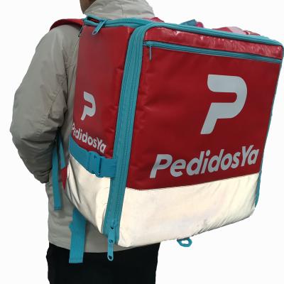 China BSCI Waterproof Factory Red LOGO Pizza Cycling Backpack YKK Zipper Insulated Food Delivery Customized Foil Bag for sale