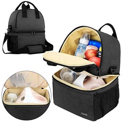 China Double Layer Insulated Insulated Cooler Bag Polyester Thermal Cooling Picnic Bag Lunch Bag Travel Camping Floral Breast Milk Bottles for sale