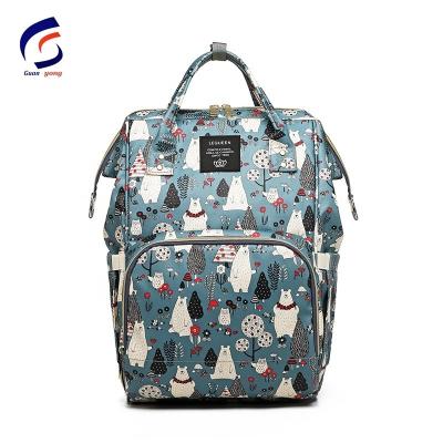 China Fashion Large Capacity Milk Mommy Bag Baby Diaper Backpack Outdoor Baby Stroller Bag PU Leather Bag Backpack For Women for sale