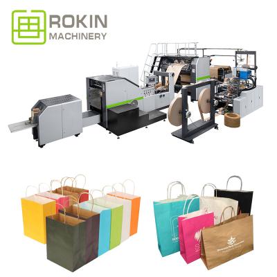 China Hotels ROKIN BRAND Best Quality Well Organized Paper Bag With Handle Making Machine Fully Automatic Paper Bag Machine for sale