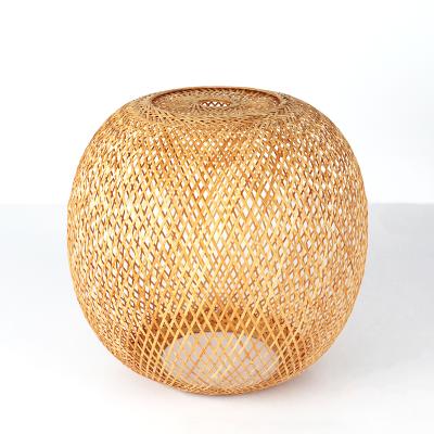 China Drum Woven Bamboo Basket Lampshade Droplight Pendant Wholesales Rural Pastoral Style for sale