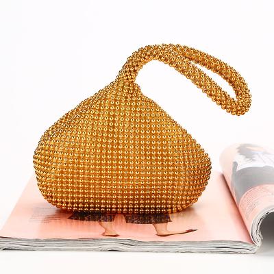 China Waterproof Gold Rhinestone Bag Women Crystal Basket Handbag Small Square Evening Clutch Bridal Phone Makeup Party Totes Shoulder Bag Silver for sale