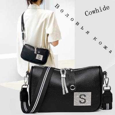 China New Luxury Solid 100% Summer Style Cowhide Shoulder Bag Tassel Bags Waterproof For Women Purses And Handbags Soft Cosmetic Bag for sale