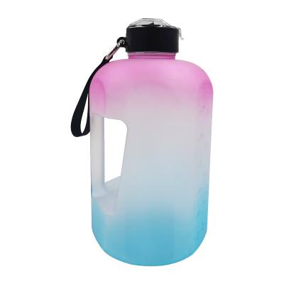 China 64oz BPA Free Viable Water Jug Gallon Motivational Plastic Water Bottle With Time Marker Straw For Fitness Gym Sports for sale