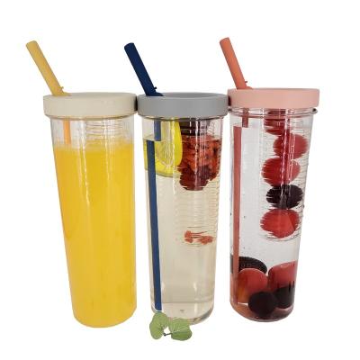 China Sustainable plastic tumblers with lid and straw, AS brief style tumbler with straw for sale