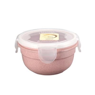 China Wholesales Viable Simple And Portable Round Type Fresh Wheat Fiber Food Bowl With PP Lid, Salad Bowl for sale