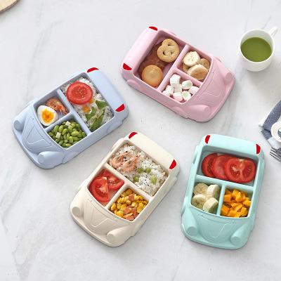 China Sustainable Shape Biodegradable Bamboo Fiber Car Tableware Kids Healthy Meal Box for sale