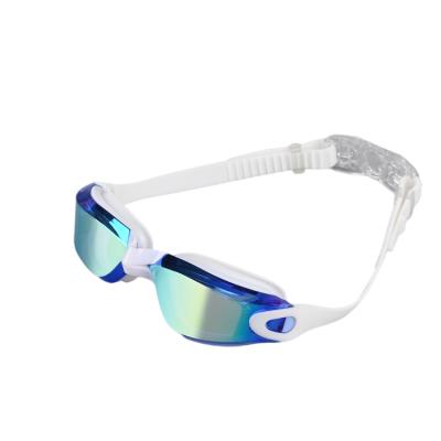 China Hydrodynamic Design Mirror Coating Silicone Trim Strap Swimming Adult Fog Goggles for sale