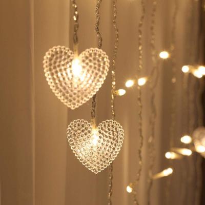 China Curtain Light Christmas Indoor Decoration Color PVC Heart Shaped String Lights Can Be Customized for sale