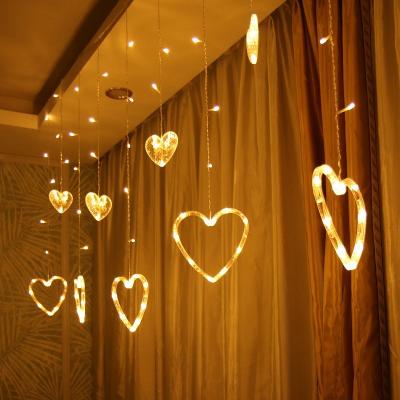 China Home Decoration Heart Shaped PVC IP44 String Light White Curtain Light Curtain Light for sale