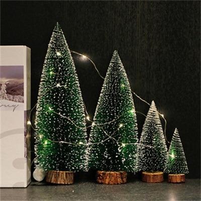 China Copper Wiring Cedar Desktop Furnishings Pine Needle Mini Christmas Tree Table Decoration Ornament Assembling Mini Christmas Tree Light for sale