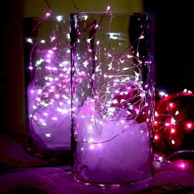 China 3M Copper Wire Light 30 LED Pink White Color Wire String Copper Fairy Lights Battery Operated Bottle Indoor Decoration for sale