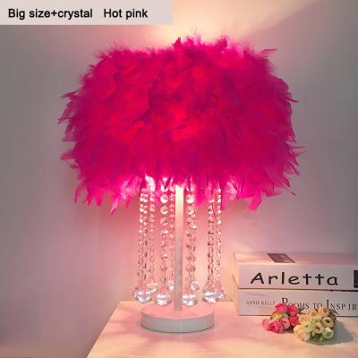 China Modern Asian Handmade Crystal Led Night Light Feather Table Decoration Lamp for sale