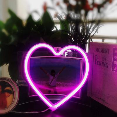 China Wholesale Decoration Wall Decor Big Battery Operated Love Sign Led Heart Shape Neon Lights for sale