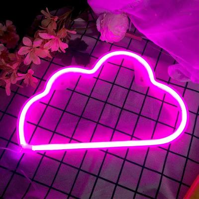 China Decoration Small Battery and USB Powered Night Red Light Cloud Shape LED Cloud Neon Sign for Bedroom for sale