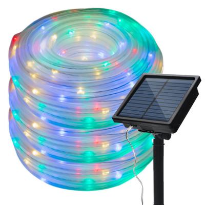 China String Lights Outdoor IP46 10m Length Colorful Solar Led Strip Lights With Stendy On for sale