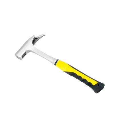 China High Quality One Piece Polish Yellow Finish Claw Hammer And BlackCarbon Fiberglass Handle Steel Roofing Hammer for sale