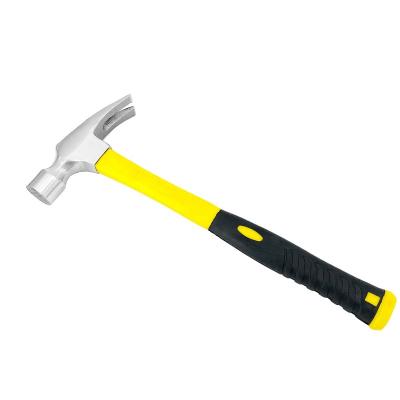 China High Quality Yellow And Black Claw Hammer Carbon Fiberglass Handle With Handle Plastic Claw Hammer for sale