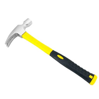 China High Quality Yellow And Black Claw Hammer Carbon Fiberglass Handle With Magnet Handle Plastic Claw Hammer Monday Hammer for sale