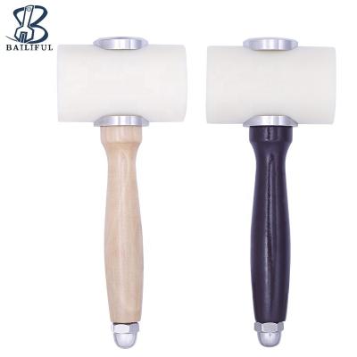 China Leather Working Mallet Leather Craft Nylon Hammer T-shaped Wooden Handle Tools Leather Working Hammer for sale