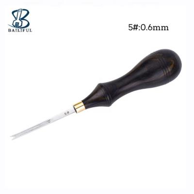 China Hot Selling Wooden Working Leather Amazon Sandalwood Handle 0.6mm Working Tool Leather Edge Beveler Handmade Craft for sale