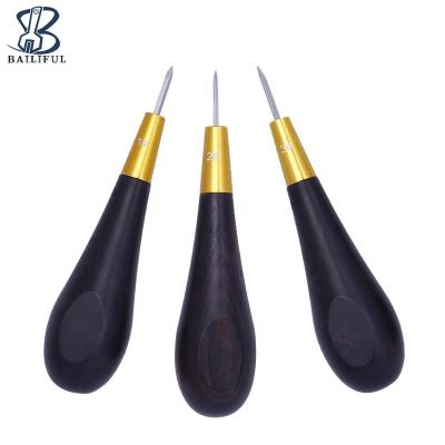 China Leather Red Sandalwood Professional Leather Working Awl Leather Punch Tools Leathercraft Stitching Awl for sale