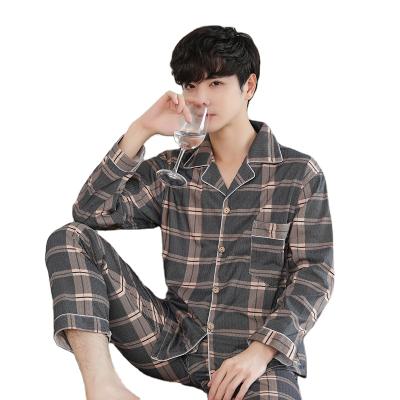 China Spring And Autumn QUICK DRY Long Sleeve Pajamas Men'S Autumn Suit Men'S Knitted Cardigan Wear Middle Ages And Older Cotton Home Wear for sale