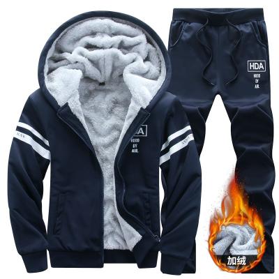 China 2021 autumn Q15 winter sports thermal plush thickened new Hoodie leisure trend sweater EU two-piece set for sale