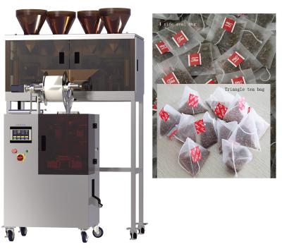 China Fully Automatic Triangular Beverage Tea Bag With Wire And Tag Label Packing Machine for sale