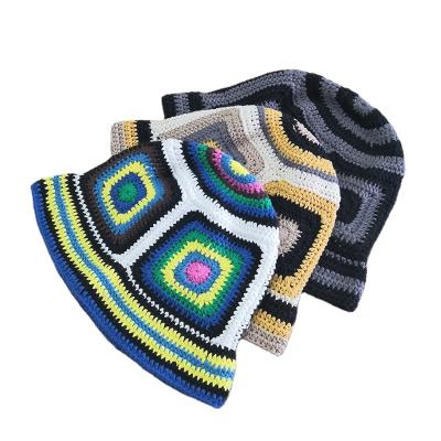 China Fashion Crochet Leisure Garden Cotton Checked Bucket Hat for sale