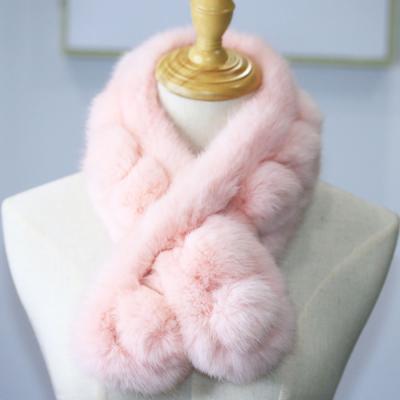 China Real fluffy cute cozy rex rabbit fur scarf for parent and kids 2020 for sale