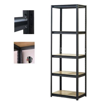 China Corrosion Protection 175kg Load Capacity 5 Layer Steel MDF Board Boltless Stacking Garage Storage Rack Shelving 600mm shelves for sale