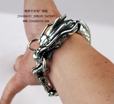 China Vintage JINGZHANYI Jewelry Factory Dragon Bracelet Cupronickel Manufacture Antique Bangle Silver Plated Antique Bangle for sale