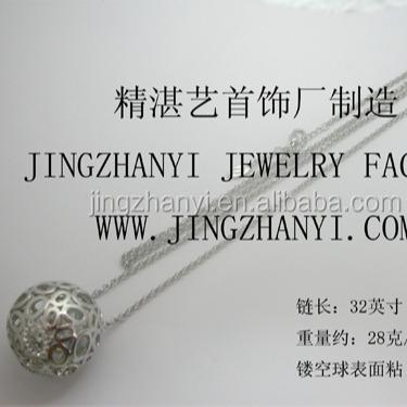 China Accept Customer OEM Customization 925 Sterling Silver Ball Necklace Customization Hollow Round Ball Silver Necklace Customization Size Can Be Customized for sale