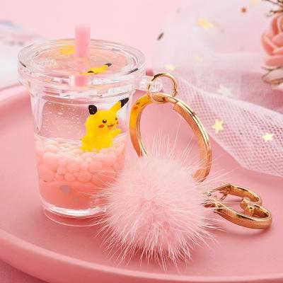 China Wholesale transparent acrylic material tea shaker key chain manufacturer plastic verified boba key chain for sale