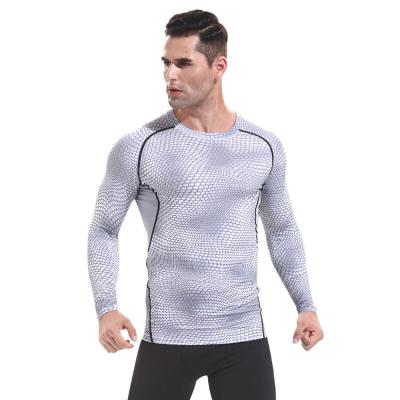 China New Style Breathable Snake Pattern Long Sleeve Muscle Slim Fit T Shirt For Man for sale