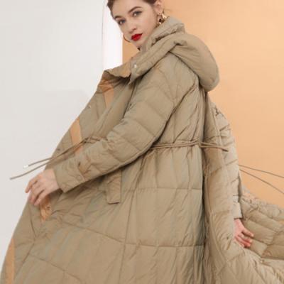 China 2021 QUICK DRY High End Winter Striper Jacket Ladies Warm Hooded Cotton-Padded Clothes Women Slim Long Down Jacket And Woman Coat for sale