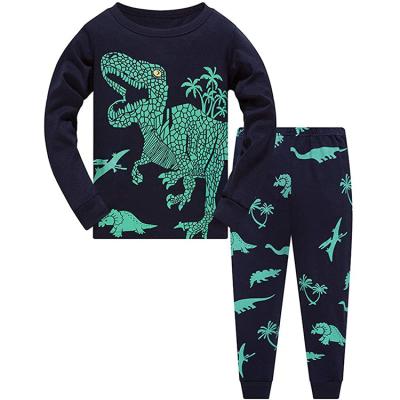 China 2021 Thermal Children's Home Clothes Set 1-7 Years Old Mens and Womens Pajamas Cotton Dinosaur Children's Set for sale