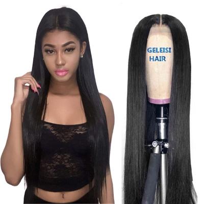 China Factory Wave Human Hair Lace Front Wig Virgin Brazilian Straight Human Hair Hd Silky Straight Swiss Lace Closure For Black Women for sale