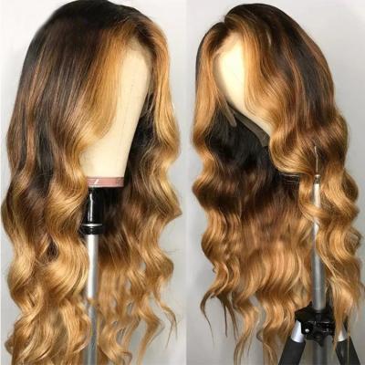 China Super Popular Brazilian Virgin Human Hair Super Popular Brazilian Virgin Lace Frontal Wigs Piano Color P4 27 Body Wave Piano Wigs for sale