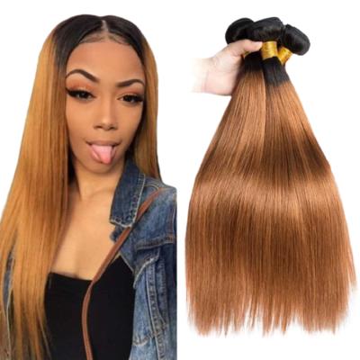 China Silky Straight Wave Ombre Colored 1B 4 30 27 Brazilian Virgin Mink Hair Extensions Vendors Bone Straight Hair Weave Bundles for sale