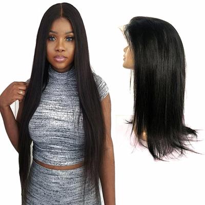 China 100% Peruvian Human Hair Front Wig With Bangs Silky Straight Hair Lace Bangs For Color Women Glueless Cuticle Aligned Lace Frontal Wigs for sale