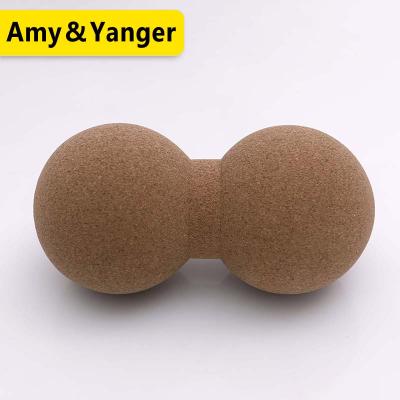 China Bodybuilding Fitness Natural Cork Double Peanut Massage Ball For Neck Foot Cork Yoga Massage for sale