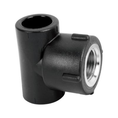 China HDPE Water Supply Pipe Adapter HDPE Coupling Tube Fittings Integrated Female Thread Tee for sale