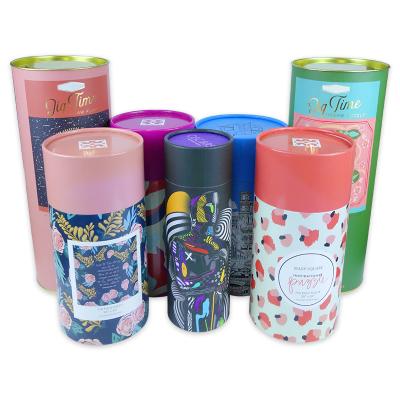 China Recyclable Custom Size Packaging Paper Tube Cylinder Round Box And Logo Candle Biodegradable Pink Cardboard Gift for sale