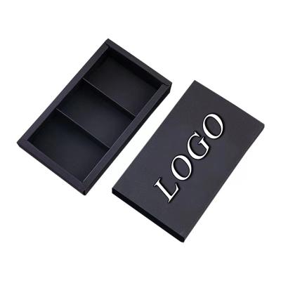 China Recyclable Wholesale Eco-friendly Custom Logo Kraft /Black Paper Drawer Box Sliding Packaging With Divider for sale