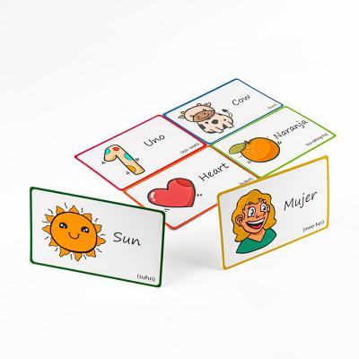 China SFT Baby Word Paper Custom Printing View Learning Spanich Multilingual English Flash Cards for sale