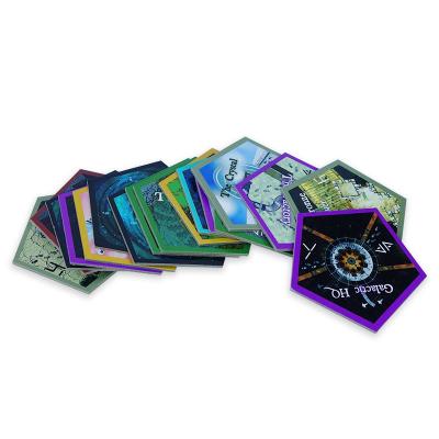 China Custom Printed SFT Special Shape Board Game Hexagon Thick Card Playing Paper Manufacturer for sale